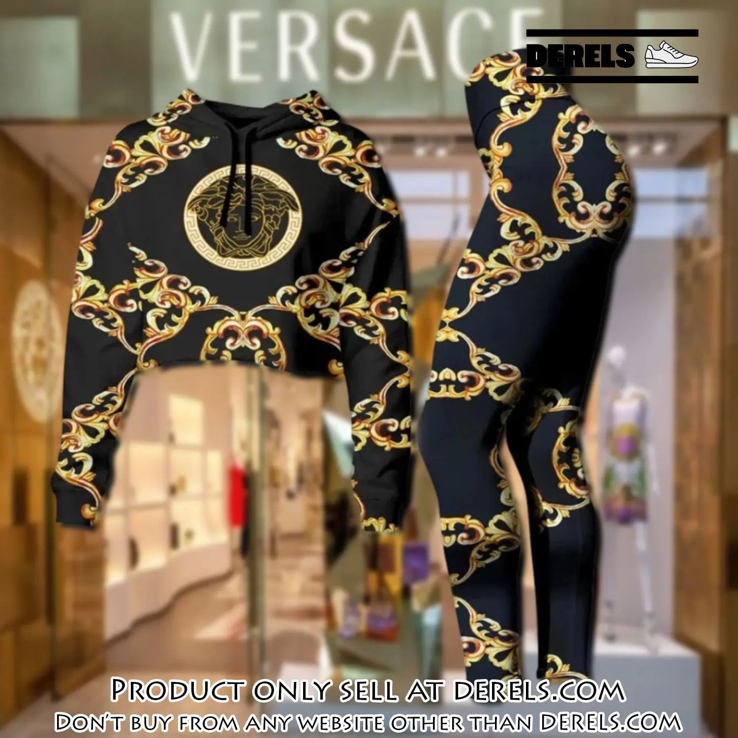 Versace medusa golden luxury brand clothes leggings and crop top set for women dr2028139